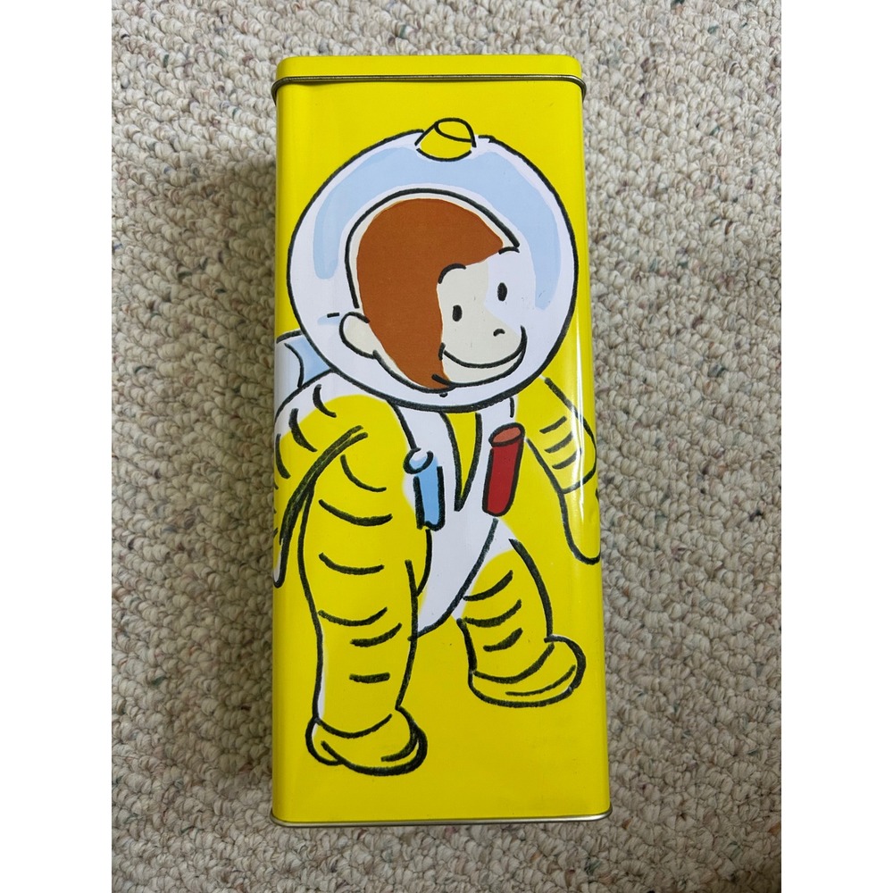 Vintage 1998 Curious George Astronaut Tin Yellow Space Monkey Collectible‎ 11in